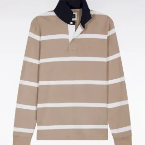 Alternative view of Maillot manches longues en jersey de coton beige à rayures blanches