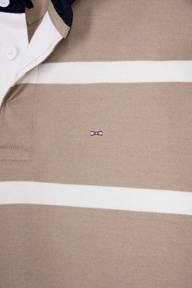 Maillot manches longues en jersey de coton beige à rayures blanches – Bild 6