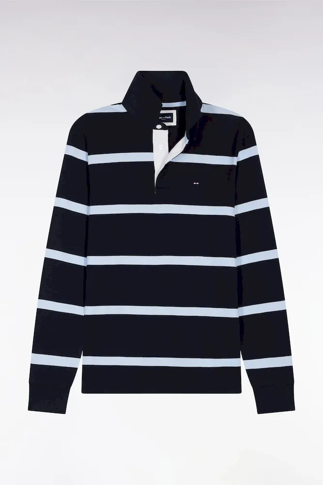 Maillot Manches Longues En Jersey De Coton Marine à Rayures Ciel