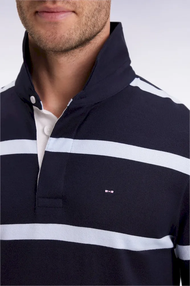 Maillot manches longues en jersey de coton marine à rayures ciel – Bild 4