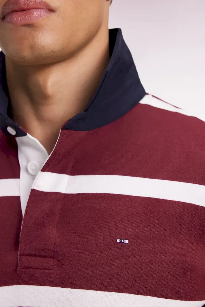 Maillot manches longues en jersey de coton bordeaux à rayures blanches – Bild 4