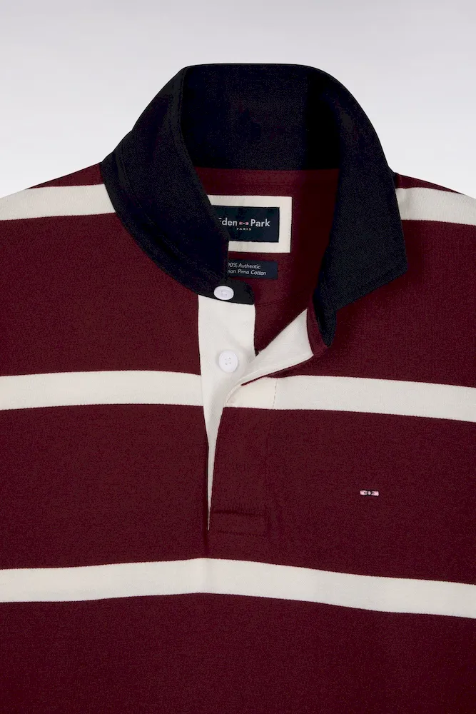 Maillot manches longues en jersey de coton bordeaux à rayures blanches – Bild 6