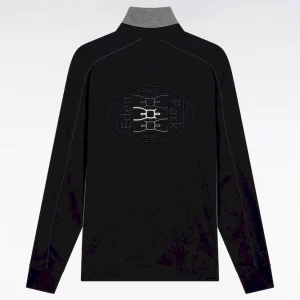 Alternative view of Maillot à manches longues en jersey de coton épais noir passepoils coupe droite