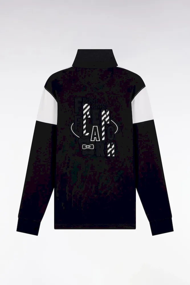 Maillot à Manches Longues En Jersey Bicolore Noir Et Blanc Coupe Droite