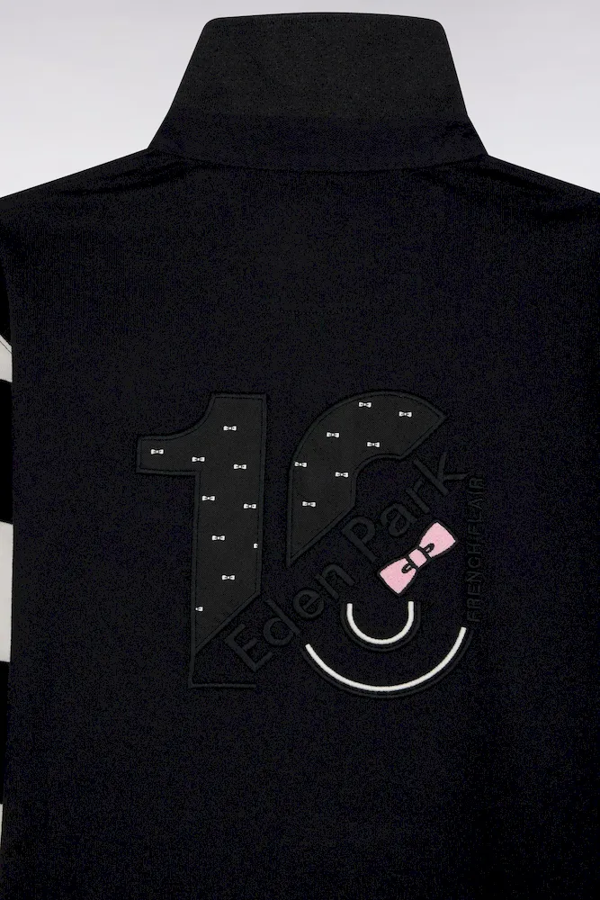 Maillot à manches longues rayées en molleton noir coupe droite – Bild 5