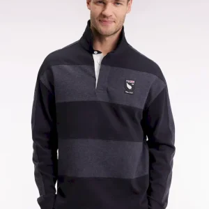 Maillot à manches longues rayé Nouvelle Zélande en jersey de coton épais gris