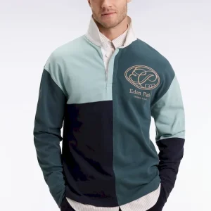 Maillot à manches longues en coton vert à cadrans coupé-cousu