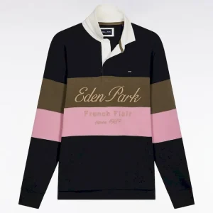 Alternative view of Maillot à manches longues en jersey épais marine et rose broderie vintage