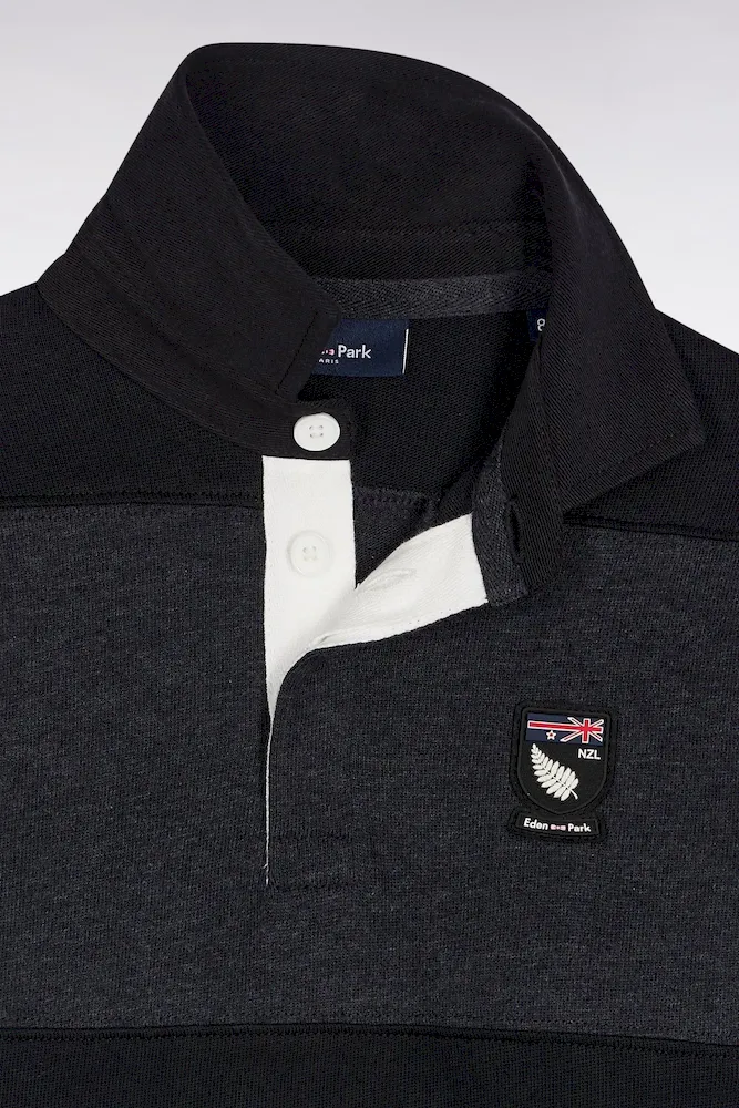 Maillot Manches Longues En Jersey Coton Noir Et Gris Nouvelle Zélande