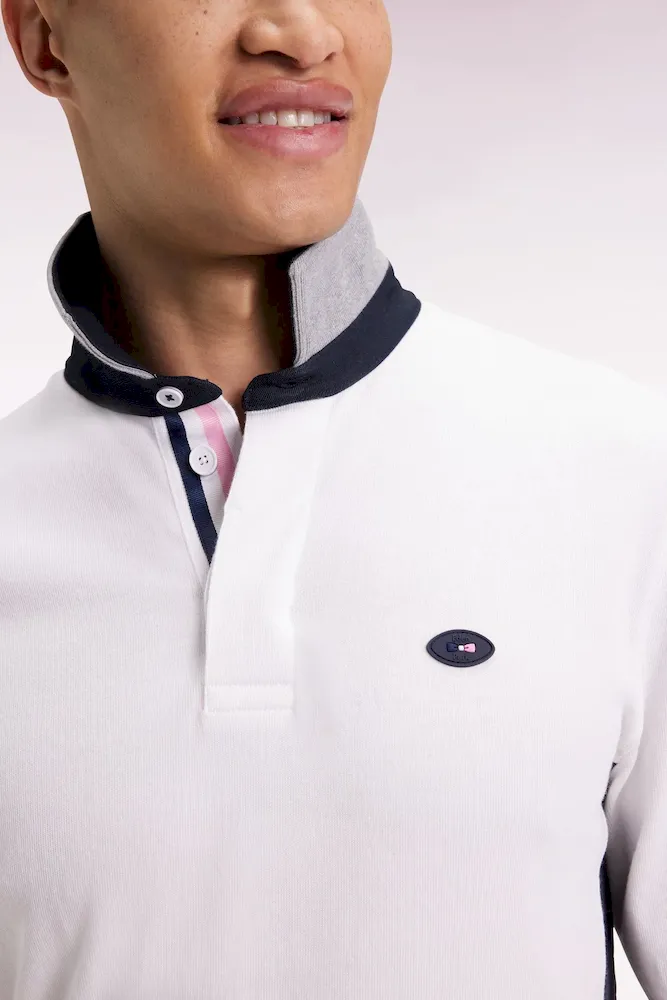 Maillot à manches longues XV de France blanc broderie coq coupe droite