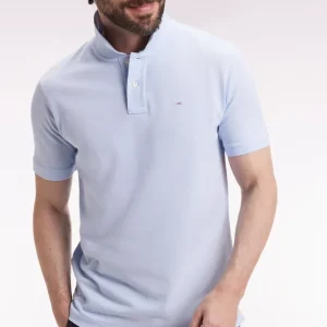 Polo manches courtes en coton Pima ciel coupe droite