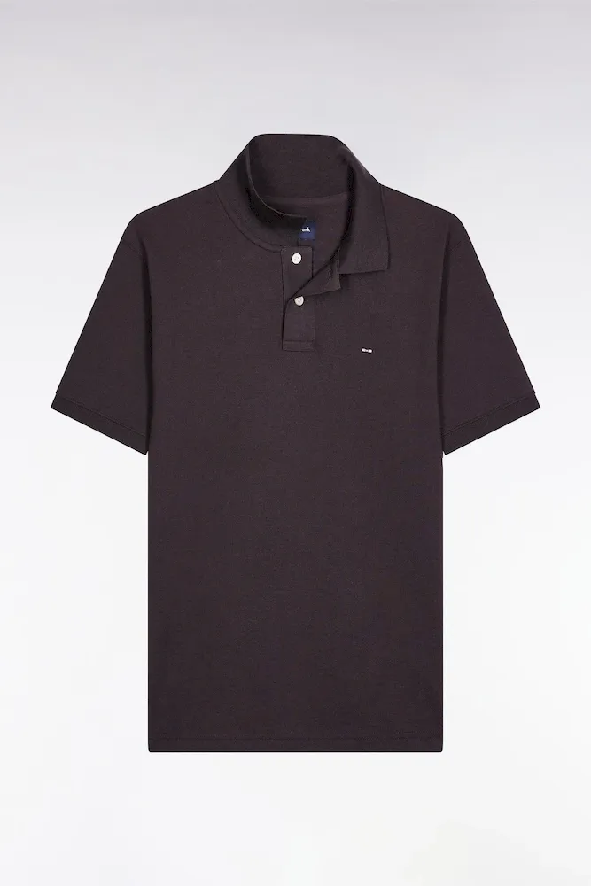 Polo Manches Courtes En Coton Pima Marron Coupe Droite