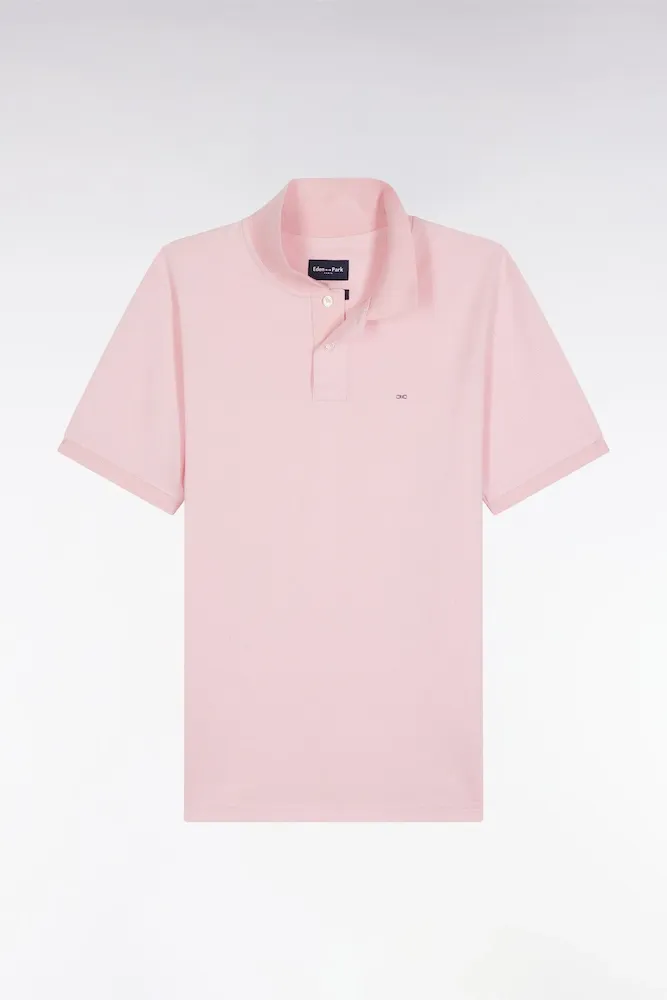 Polo Manches Courtes En Coton Pima Rose Coupe Droite