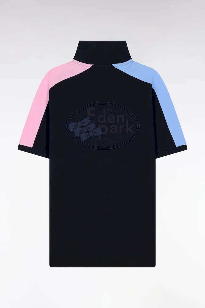 Polo à manches courtes en piqué coton marine découpes tricolores – Bild 2