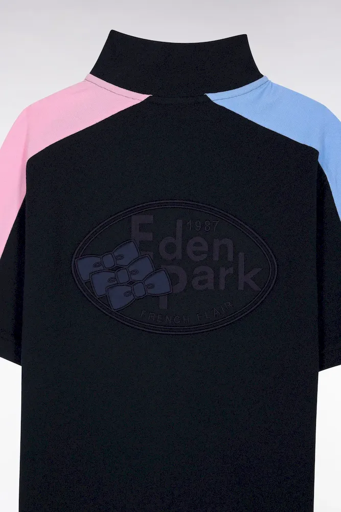 Polo à manches courtes en piqué coton marine découpes tricolores – Bild 6