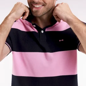 Polo cerclé en piqué coton à manches courtes en coton marine