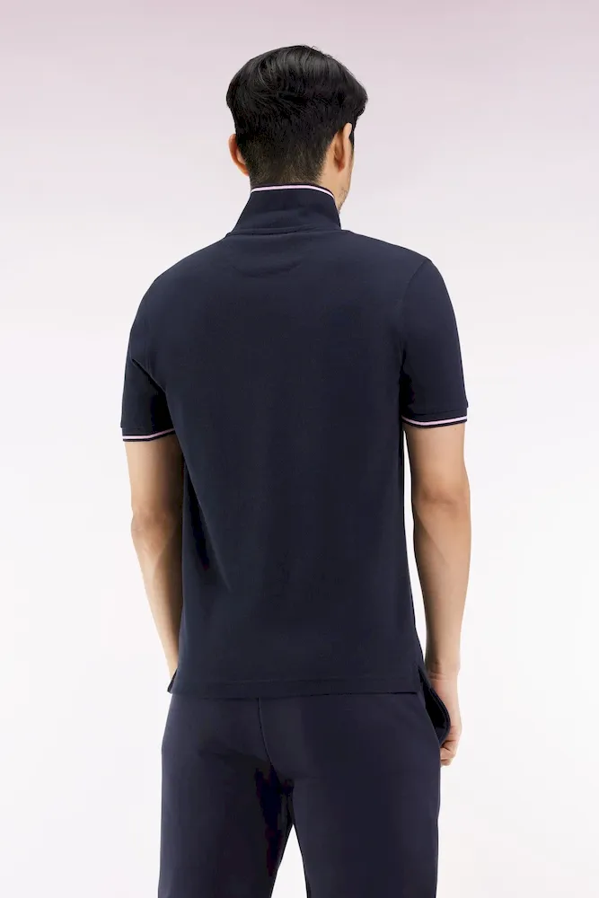 Polo à manches courtes en coton marine broderie cerclée – Bild 6