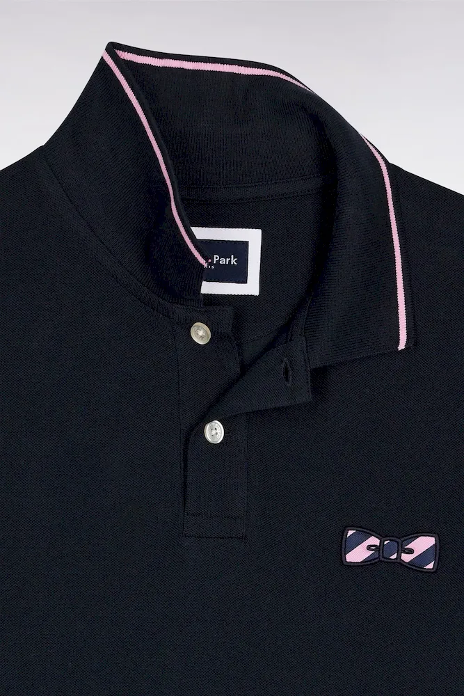Polo à manches courtes en coton marine broderie cerclée – Bild 5