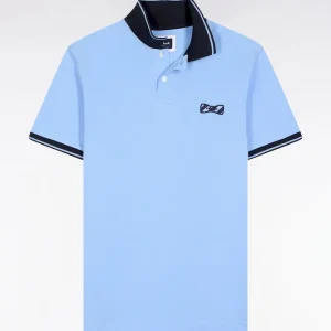 Alternative view of Polo à manches courtes en coton ciel broderie cerclée