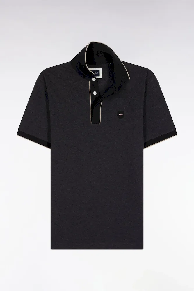 Polo Manches Courtes En Piqué Coton Stretch Gris Coupe Slim