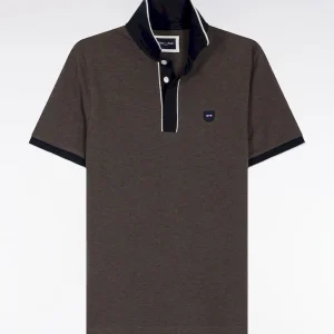 Alternative view of Polo manches courtes en piqué coton stretch marron coupe slim