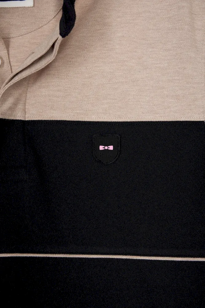 Polo bicolore manches courtes en piqué coton stretch noir coupe slim – Bild 6