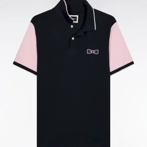 Alternative view of Polo manches courtes roses en piqué coton marine coupe droite