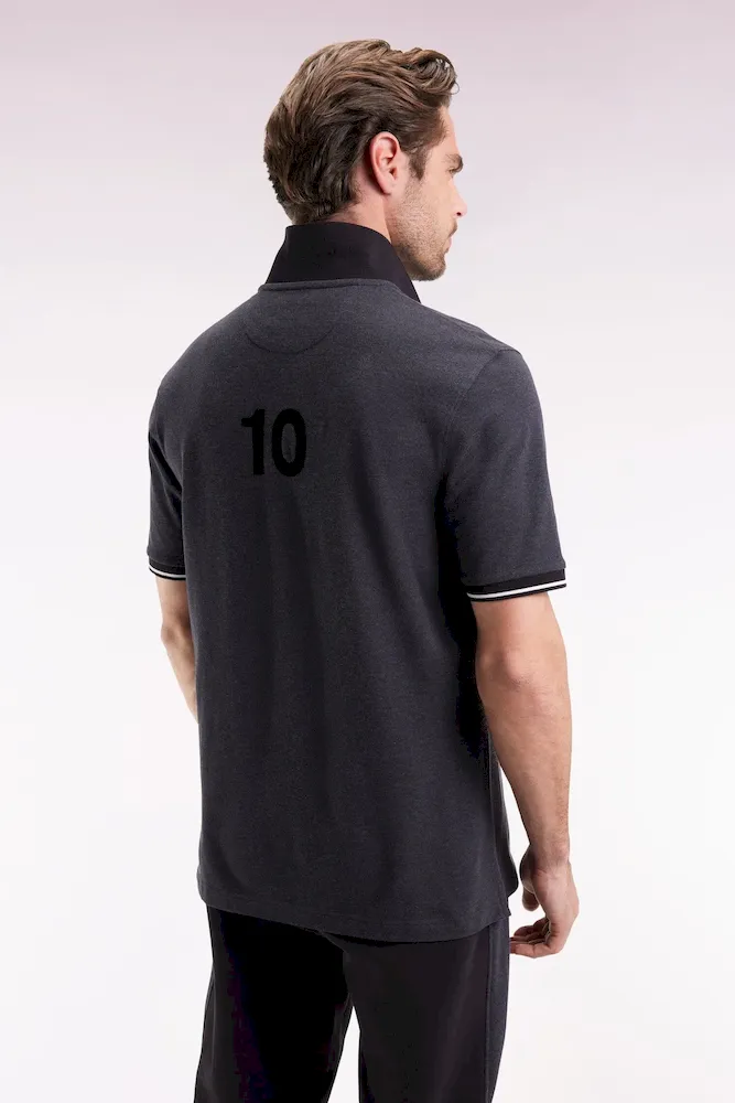 Polo manches courtes Nouvelle Zélande en piqué coton gris coupe ample – Bild 5