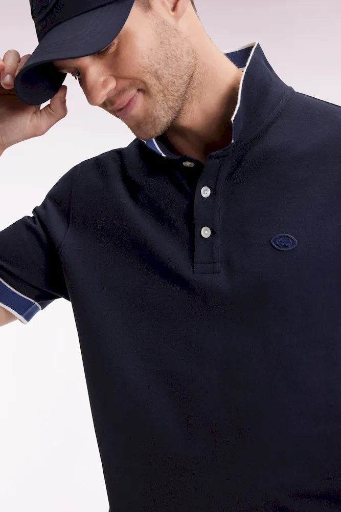 Polo manches courtes en coton marine coupe ample