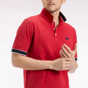 Polo manches courtes en coton rouge coupe ample