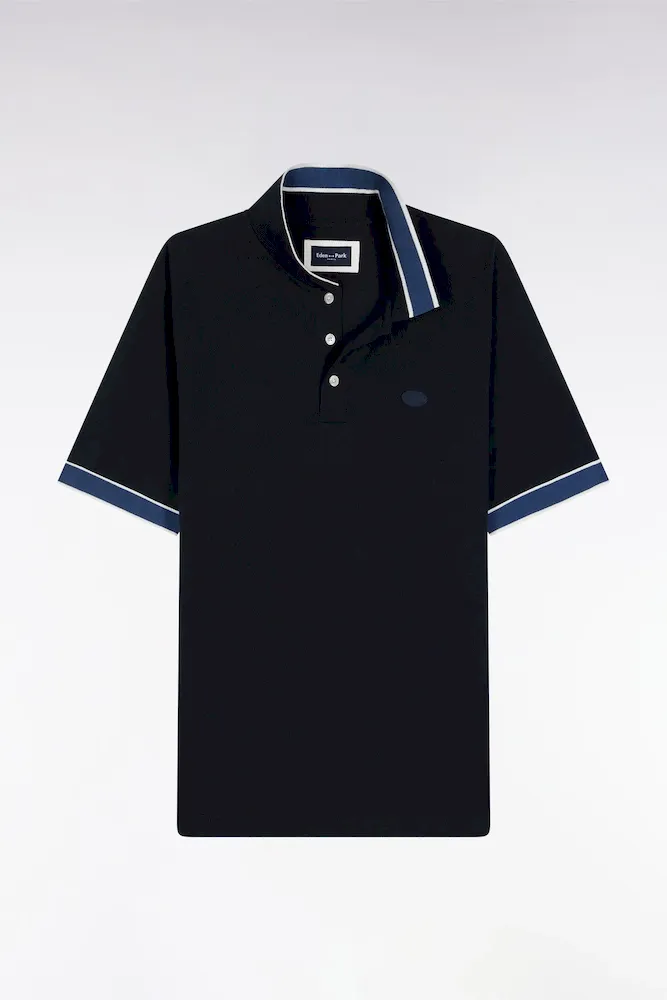 Polo Manches Courtes En Coton Marine Coupe Ample