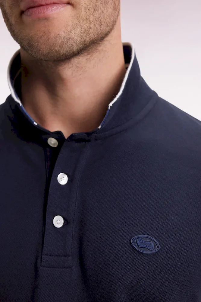 Polo manches courtes en coton marine coupe ample – Bild 4