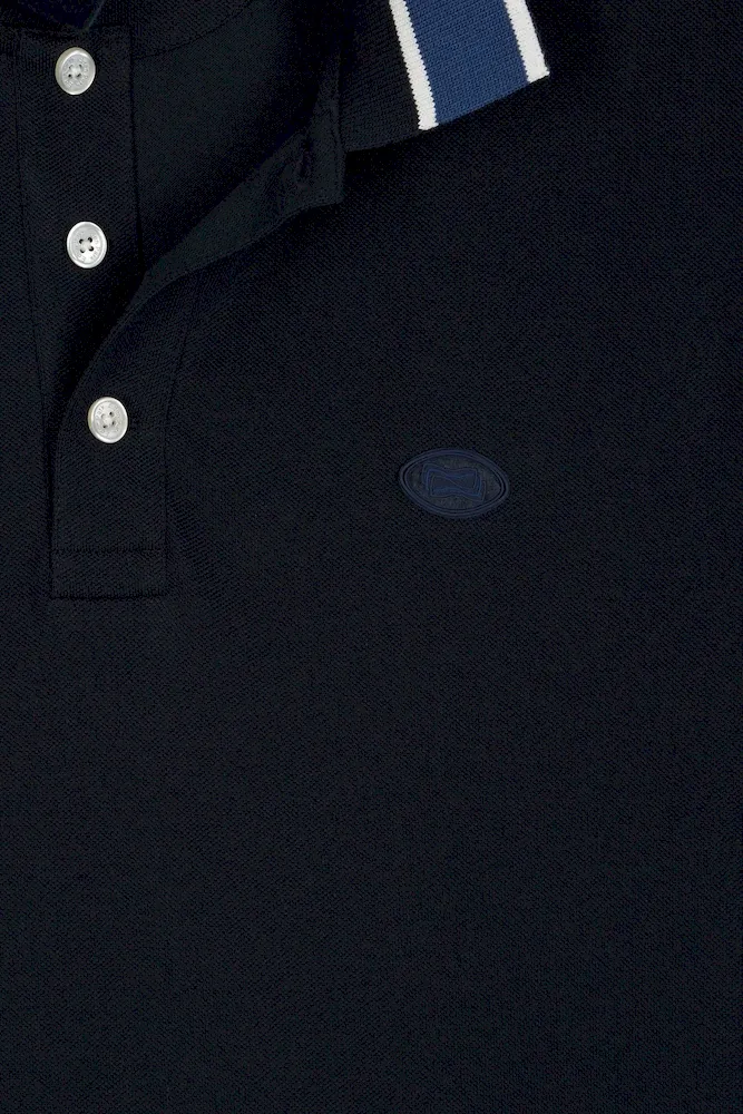 Polo manches courtes en coton marine coupe ample – Bild 5