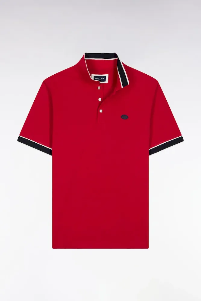 Polo Manches Courtes En Coton Rouge Coupe Ample