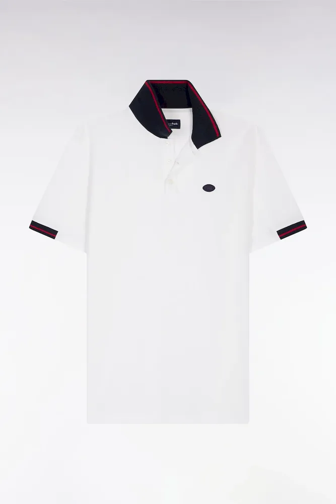 Polo à Manches Courtes Blanc Coupe Ample