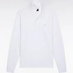 Alternative view of Polo à manches longues en coton stretch blanc coupe slim