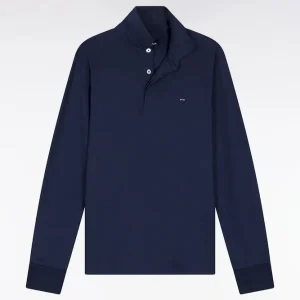 Alternative view of Polo à manches longues en coton stretch gris coupe slim