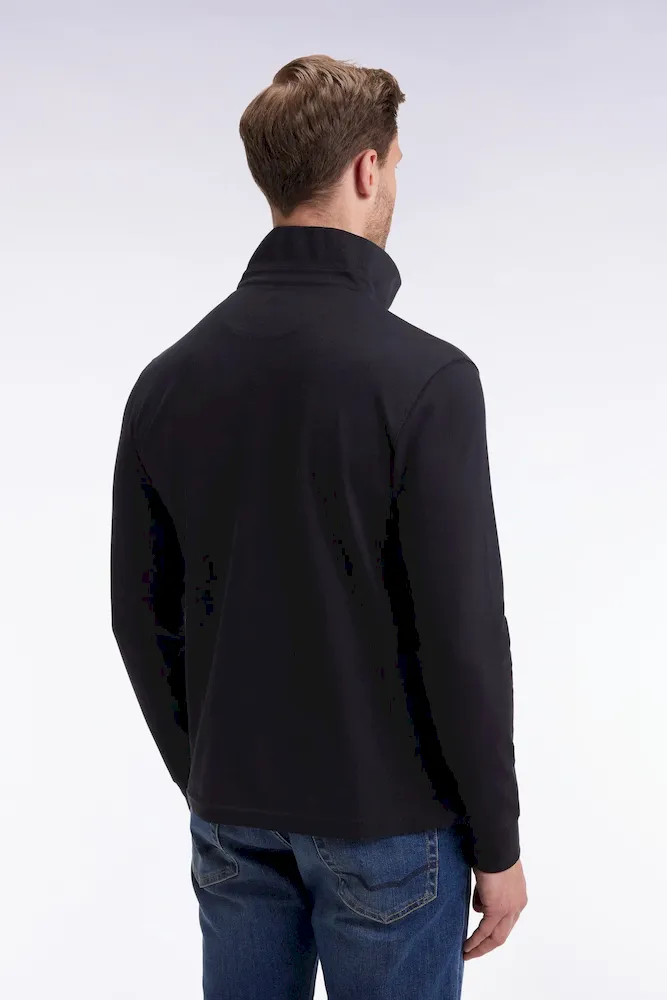 Polo à manches longues en coton stretch noir coupe slim – Bild 5