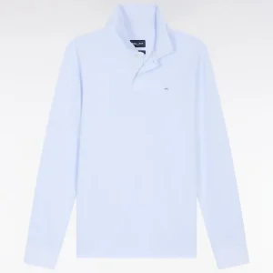 Alternative view of Polo à manches longues en coton Pima ciel coupe droite