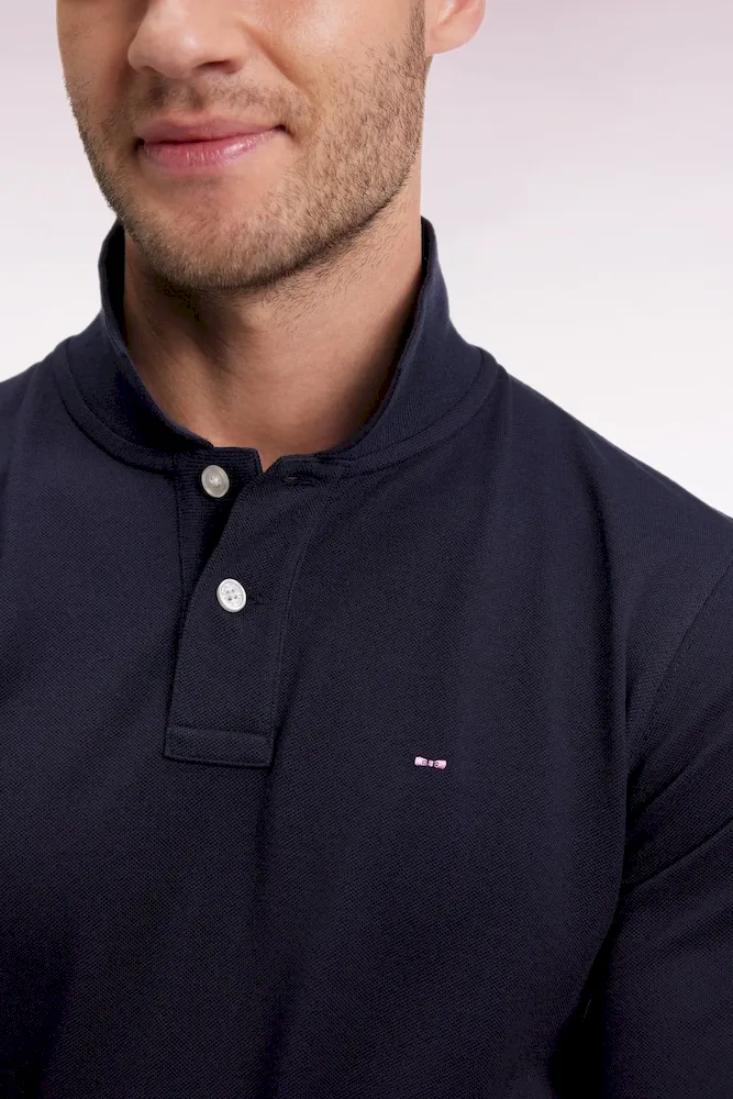 Polo à manches longues en coton Pima marine coupe droite – Bild 4