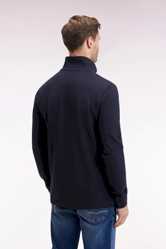 Polo à manches longues en coton Pima marine coupe droite – Bild 5