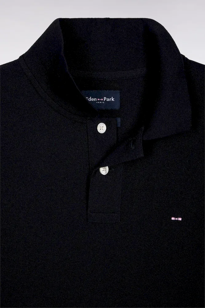 Polo à manches longues en coton Pima noir coupe droite – Bild 6