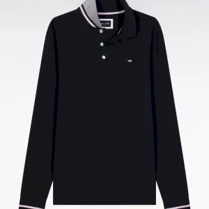 Alternative view of Polo à manches longues en coton marine coupe Relaxed