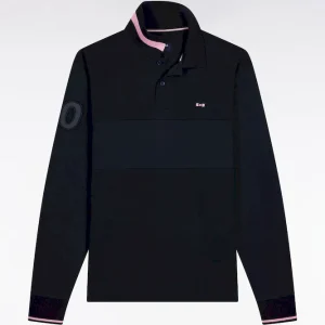 Alternative view of Polo à manches longues bimatière marine broderie 10 coupe Relaxed