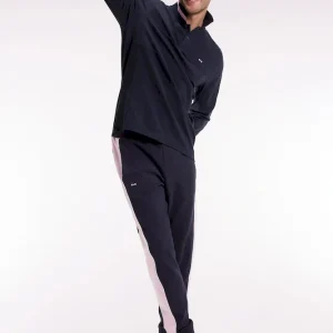 Polo à manches longues bimatière marine broderie 10 coupe Relaxed