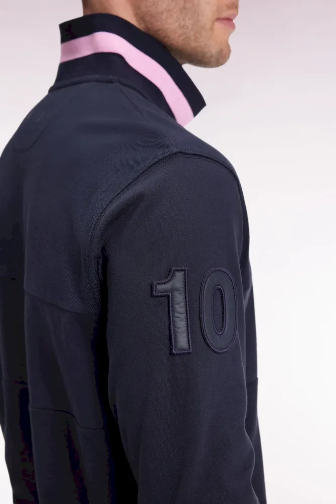 Polo à manches longues bimatière marine broderie 10 coupe Relaxed – Bild 4