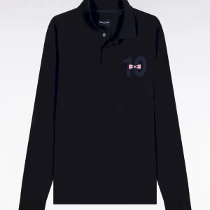 Alternative view of Polo à manches longues en piqué coton marine broderie 10