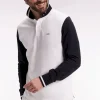 Polo à manches longues en piqué coton bicolore blanc broderie 10