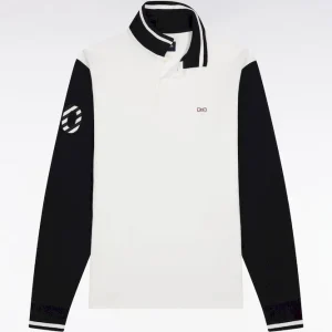 Alternative view of Polo à manches longues en piqué coton bicolore blanc broderie 10