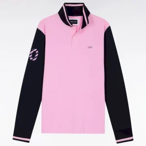 Alternative view of Polo à manches longues en piqué coton bicolore rose broderie 10